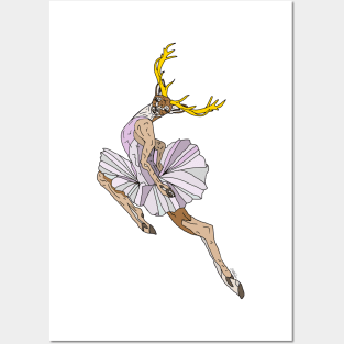 Reindeer Ballerina Tutu Posters and Art